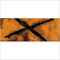 Großes X – Hommage à Antoni,  Mischtechnik auf  Rupfen, 40x100 cm, 2014