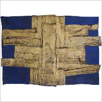 Großes Goldenes Baum-Kreuz, Textilrelief a. Lwd., 100x140cm, 2004